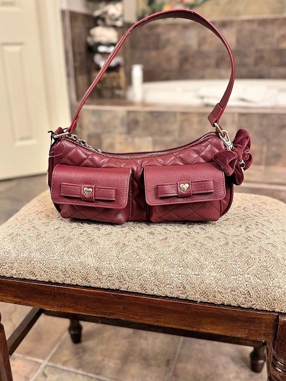 Juicy Couture Cutesy Cargo Shoulder Bag Shoulder Bag in Burgundy NWT